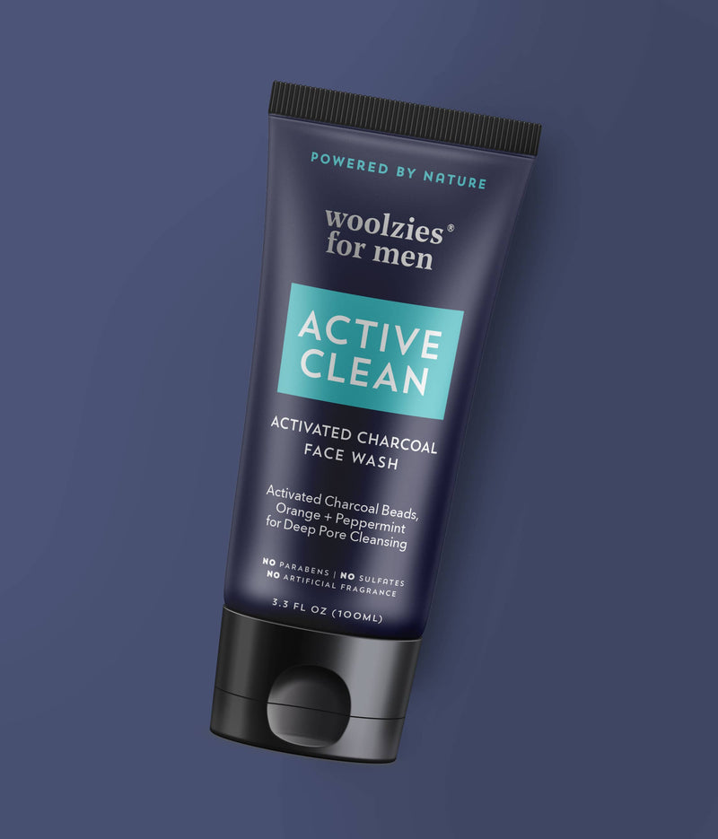 Woolzies Men's Active Clean Activated Charcoal Face Wash