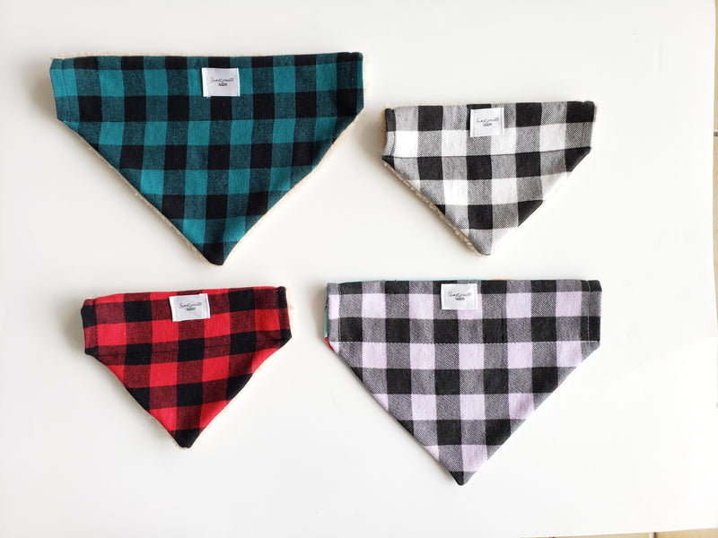 Sherpa Lined, Flannel Over the Collar Bandana- for dogs