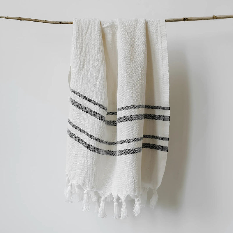 Haley Turkish Cotton and Bamboo Hand Towel- Two Stripe